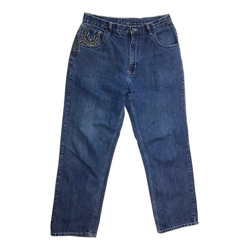 Vintage Don  men's jeans  baggy  retro logo dark wash denim   straigt leg sz 34